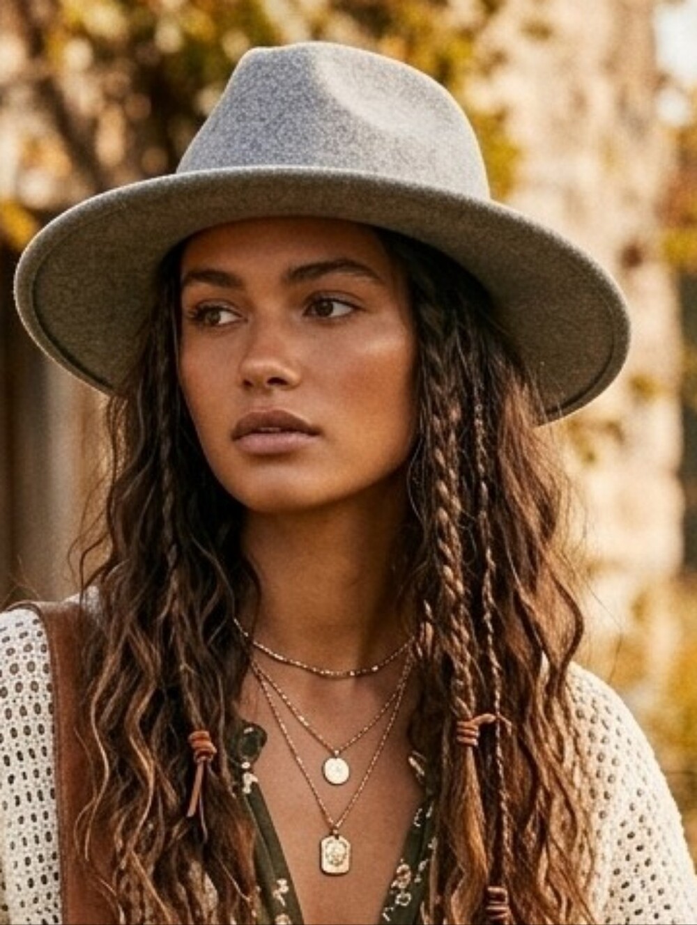 Gray Felt Boho Cowboy Hat Western Rustic Comfortable Med/ Lg